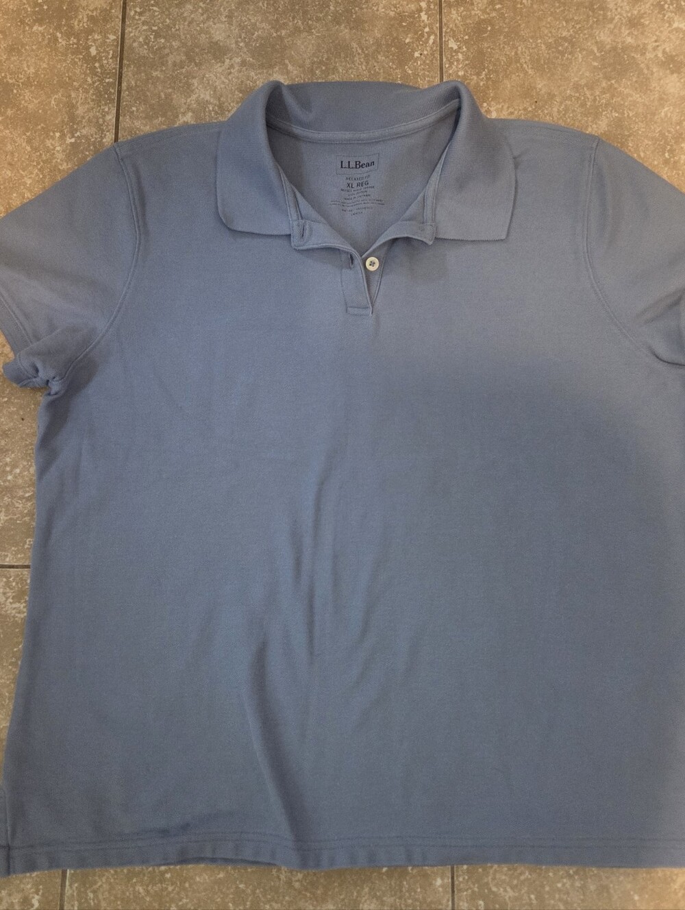 L.L. Bean Women’s Sz XL Blue Short Sleeve 100% Pique Cotton Preppy Polo Shirt
